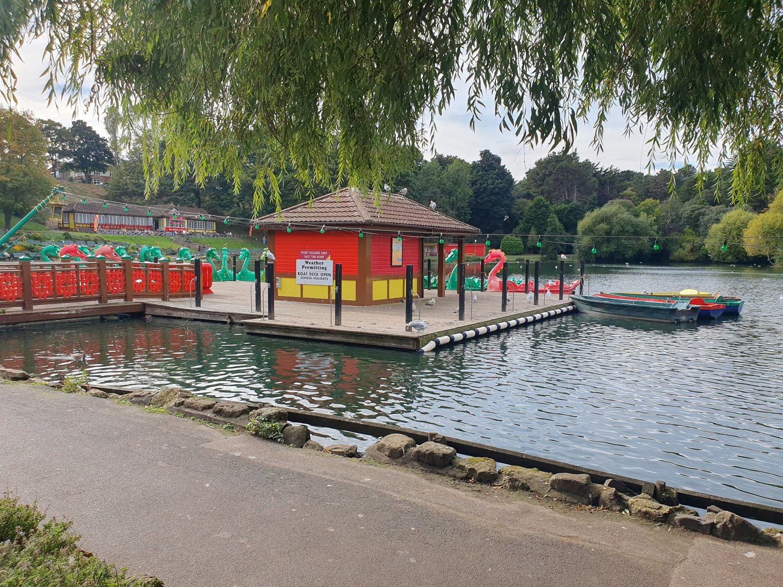 Boats and swan pedalos on Peasholm Park lake